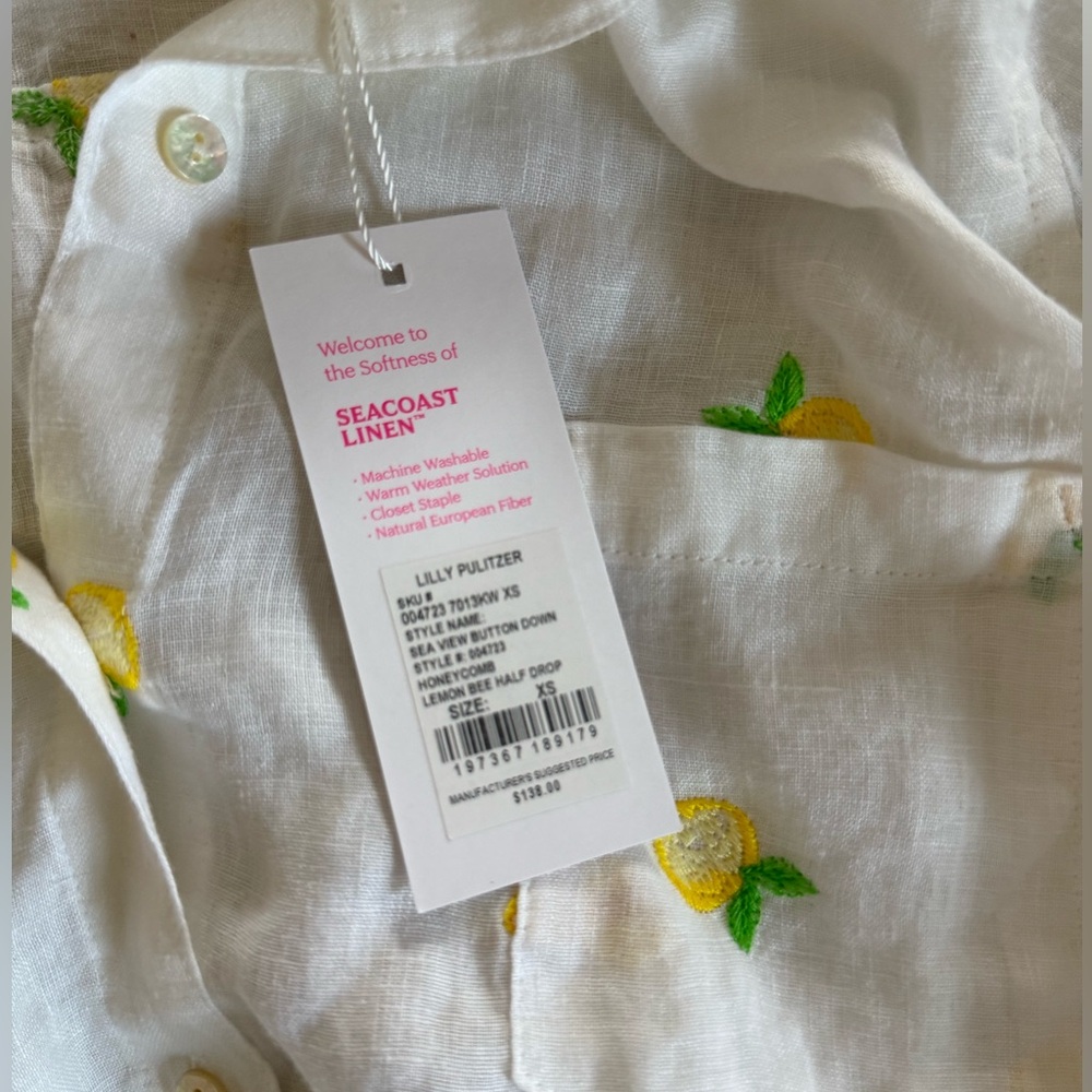 Lily Pulitzer Summer 2025 White Floral Button-Up Shirt XS NWT - Picture 2 of 2